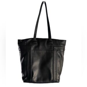 Hammitt Black Gunmetal Pebbled Leather Otis Tote Bag Large